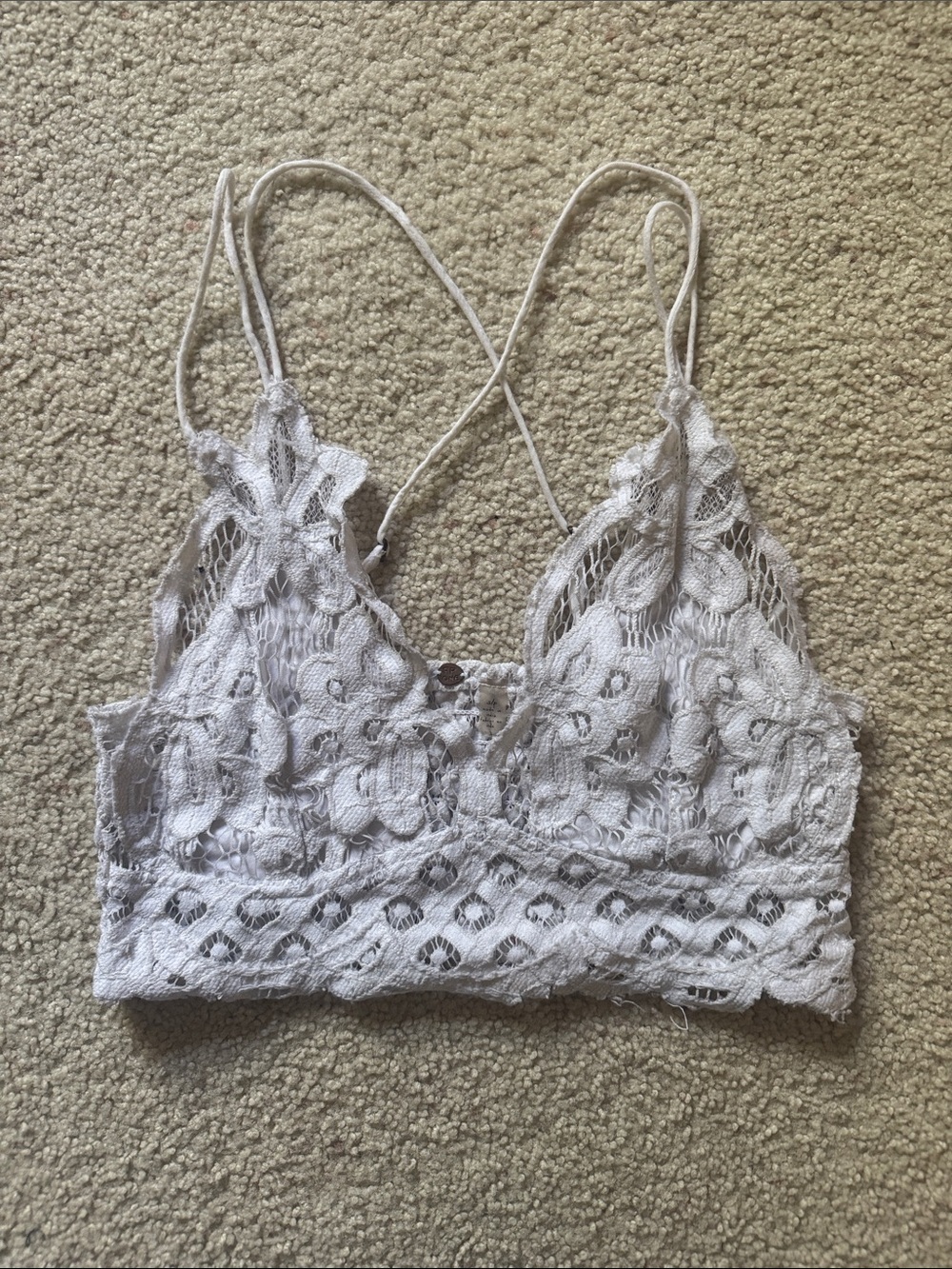 Free People White Floral Lace Bralette